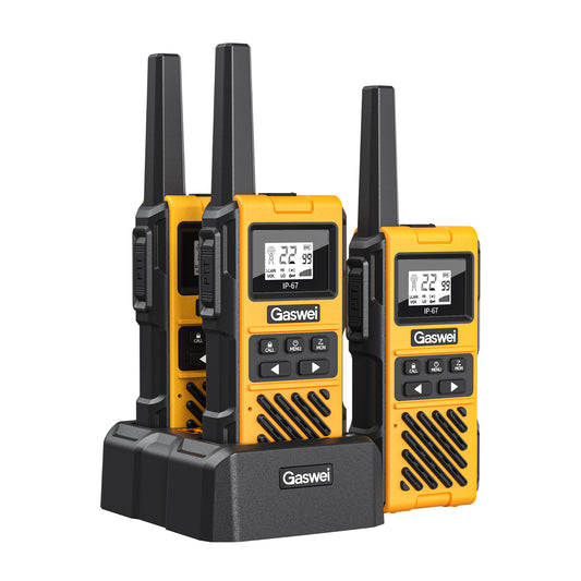 Gaswei G1pro Heavy Duty Walkie Talkies for Adults, Rechargeable Two Way Radios Long Range, 2 Way Emergency Radio, IP67 Waterproof, Shock Resistant,VOX,Rechargeable, Portable, FRS, Durable, (3 Pack)