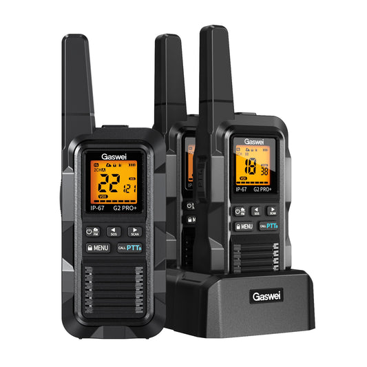 G2pro+ Heavy Duty Long Range Walkie Talkies for Adults,Rechargeable 2 watts Two Way Radios,Li-ion Battery, IP67 Waterproof,FM,NOAA Weather,VOX ,Double PTT,(3 Pack)(black)