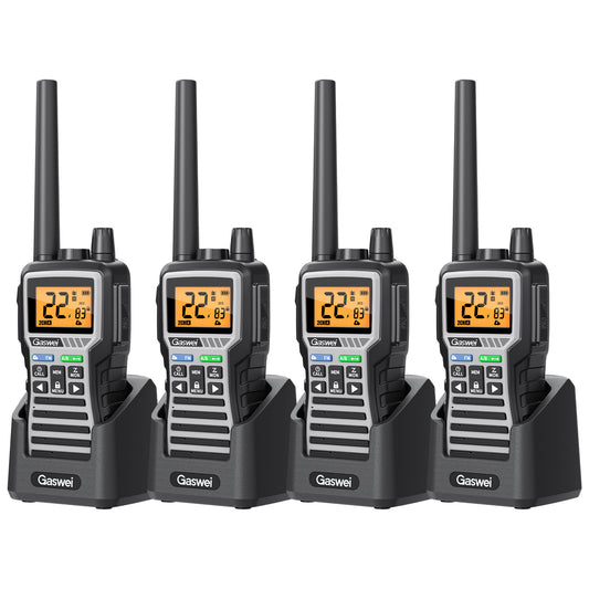 GU1- GMRS Two-Way Radio - Long Range Walkie Talkie for Adults 60 Channel with 121 Privacy Codes,Rechargeable ,SOS Siren, and NOAA Weather Alerts ,FM Radio,VOX (4 Pack)