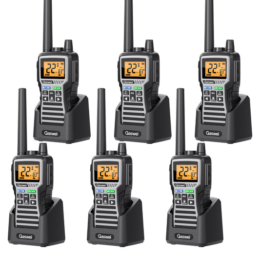 GU1- GMRS Two-Way Radio - Long Range Walkie Talkie for Adults 60 Channel with 121 Privacy Codes,Rechargeable ,SOS Siren, and NOAA Weather Alerts ,FM Radio,VOX (6 Pack)