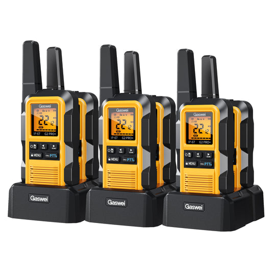 G2pro+ Heavy Duty Long Range Walkie Talkies for Adults,Rechargeable 2 watts Two Way Radios,Li-ion Battery, IP67 Waterproof,FM,NOAA Weather,VOX ,Double PTT,(6 Pack)
