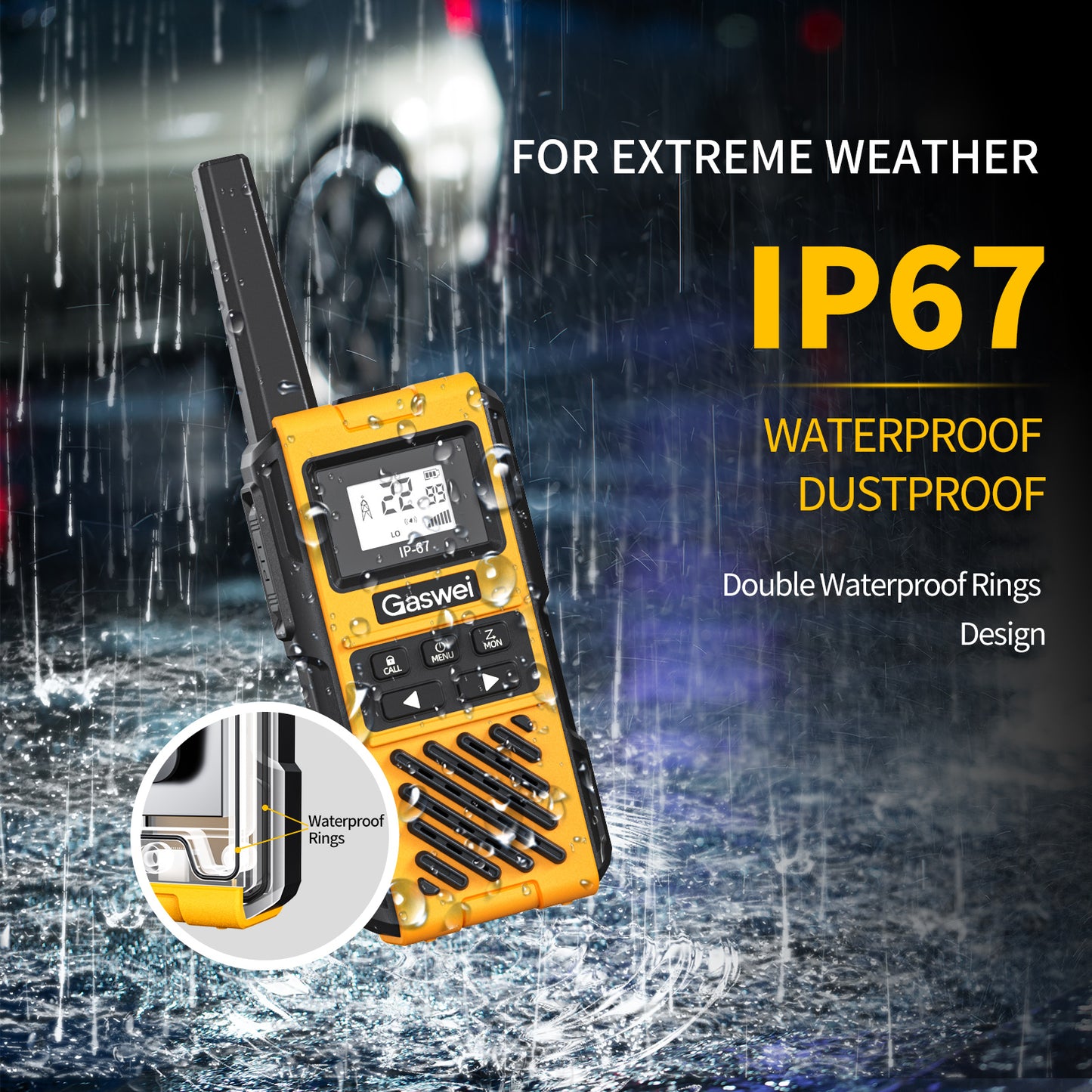 Gaswei G1pro Heavy Duty Walkie Talkies for Adults, Rechargeable Two Way Radios Long Range, 2 Way Emergency Radio, IP67 Waterproof, Shock Resistant,VOX,Rechargeable, Portable, FRS, Durable, (2 Pack)