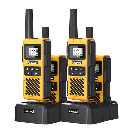 Gaswei G1pro Heavy Duty Walkie Talkies for Adults, Rechargeable Two Way Radios Long Range, 2 Way Emergency Radio, IP67 Waterproof, Shock Resistant，VOX，Rechargeable, Portable, FRS, Durable, (4 Pack)