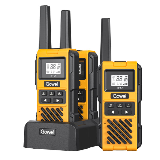 Gowei G1pro Heavy Duty Walkie Talkies for Adults, Rechargeable Two Way Radios Long Range, 2 Way Emergency Radio, IP67 Waterproof, Shock Resistant，VOX，Rechargeable, Portable, FRS, Durable, (3 Pack)