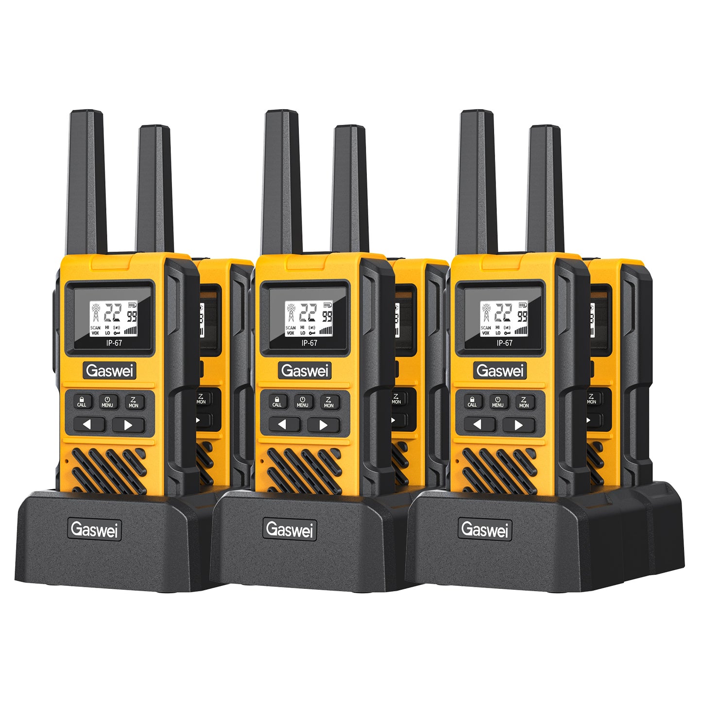 Gaswei G1pro Heavy Duty Walkie Talkies for Adults, Rechargeable Two Way Radios Long Range, 2 Way Emergency Radio, IP67 Waterproof, Shock Resistant，VOX，Rechargeable, Portable, FRS, Durable, (6 Pack)